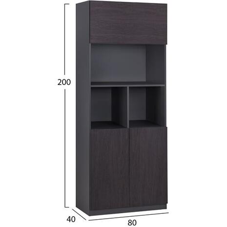 ΒΙΒΛΙΟΘΗΚΗ ΓΡΑΦΕΙΟΥ ΕΠΑΓΓΕΛΜΑΤΙΚΗ ROSEWOOD HM2089 ΜΕΛΑΜΙΝΗ ΓΚΡΙ-WENGE 80Χ40Χ200Υεκ.