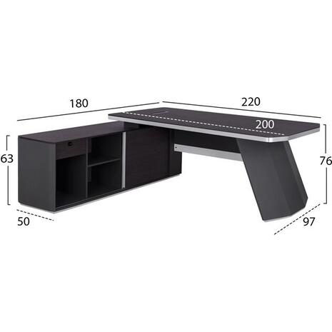 ΓΡΑΦΕΙΟ ΕΠΑΓΓΕΛΜΑΤΙΚΟ ΑΡΙΣΤΕΡΗ ΓΩΝΙΑ ROSEWOOD HM2083L 220X180X76Υεκ.