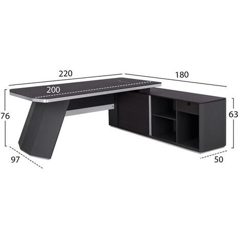 ΓΡΑΦΕΙΟ ΕΠΑΓΓΕΛΜΑΤΙΚΟ ΔΕΞΙΑ ΓΩΝΙΑ ROSEWOOD HM2083R 220X180X76Υ εκ.