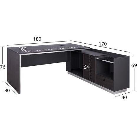 ΓΡΑΦΕΙΟ ΕΠΑΓΓΕΛΜΑΤΙΚΟ ΔΕΞΙΑ ΓΩΝΙΑ ROSEWOOD HM2086R 180X170X76Υ εκ.
