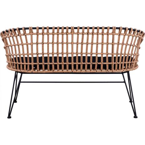 ΠΑΓΚΑΚΙ ΜΕΤΑΛΛΙΚΟ ALLEGRA HM5692 ΜΕ WICKER ΜΑΥΡΟ-ΜΠΕΖ 124x57x77Υ εκ.