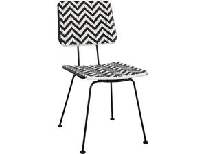 ΚΑΡΕΚΛΑ ΜΕΤΑΛΛΙΚΗ ALLEGRA HM5693 ΜΕ WICKER ΜΑΥΡΟ-ΛΕΥΚΟ 46x56x88Υ εκ.
