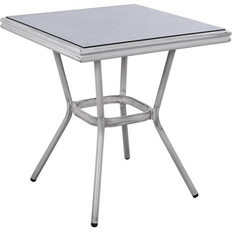 ΤΡΑΠΕΖΙ ΑΛΟΥΜΙΝΙΟΥ HARLOW 70X70X76 BAMBOO LOOK HM5568.01 ΛΕΥΚΗ ΠΑΤΙΝΑ ΜΕ ΓΥΑΛΙ