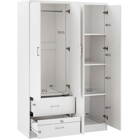 ΝΤΟΥΛΑΠΑ 4ΦΥΛΛΗ ME 2 ΣΥΡΤΑΡΙΑ BLAKELY HM339.05 ΛΕΥΚΗ 120Χ42,5Χ180,5 εκ.