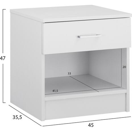 ΚΟΜΟΔΙΝΟ ΜΕ 1 ΣΥΡΤΑΡΙ LANEY ΛΕΥΚΟ HM2345.05 45x35,5x47 εκ.