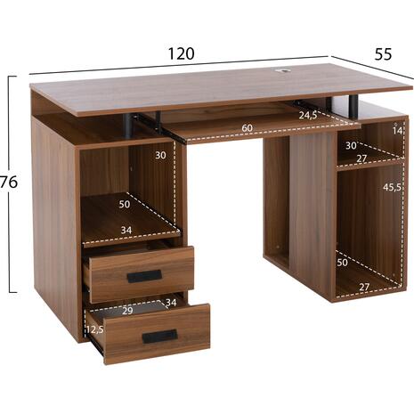 ΓΡΑΦΕΙΟ ΜΕΛΑΜΙΝΗΣ STATUS HM2026.03 WALNUT 120Χ55Χ76 εκ.