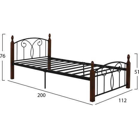ΚΡΕΒΑΤΙ SUZIE HM600 ΜΕΤΑΛΛΟ RUBBERWOOD ΓΙΑ ΣΤΡΩΜΑ 110Χ190 εκ.