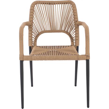 ΠΟΛΥΘΡΟΝΑ ΑΛΟΥΜΙΝΙΟΥ NOJO HM5771.02 ΓΚΡΙ ΜΕ P.E.TWIST RATTAN ΜΠΕΖ 55x63x82Y εκ.