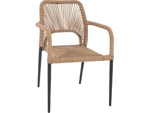 ΠΟΛΥΘΡΟΝΑ ΑΛΟΥΜΙΝΙΟΥ NOJO HM5771.02 ΓΚΡΙ ΜΕ P.E.TWIST RATTAN ΜΠΕΖ 55x63x82Y εκ.