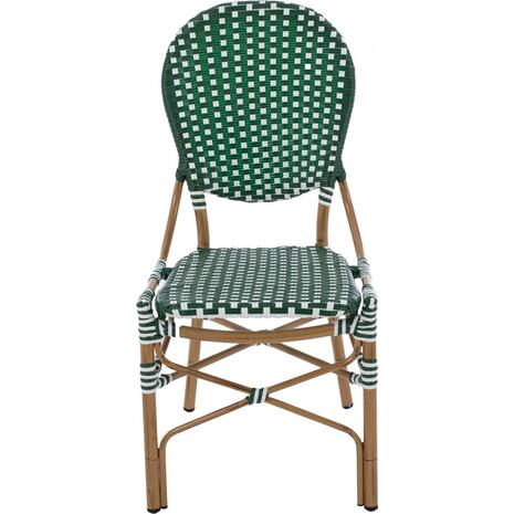 ΚΑΡΕΚΛΑ ΑΛΟΥΜΙΝΙΟΥ BAMBOO LOOK ΜΕ WICKER ΠΡΑΣΙΝΟ ΛΕΥΚΟ HM5792.01 47x55x98 εκ.