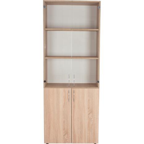 ΒΙΒΛΙΟΘΗΚΗ ΓΡΑΦΕΙΟΥ DEVON ME ΓΥΑΛΙΝΕΣ ΠΟΡΤΕΣ SONAMA 70x37x182 εκ.HM2458