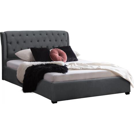 ΚΡΕΒΑΤΙ ODALYS 150X200 ΒΕΛΟΥΔΟ ΥΦΑΣΜΑ ΓΚΡΙ HM549.11 164x223x100 εκ.