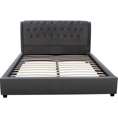 ΚΡΕΒΑΤΙ ODALYS 150X200 ΒΕΛΟΥΔΟ ΥΦΑΣΜΑ ΓΚΡΙ HM549.11 164x223x100 εκ.