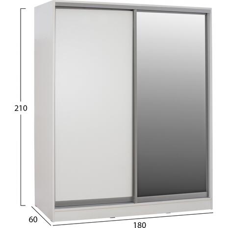 ΝΤΟΥΛΑΠΑ ΜΕ ΚΑΘΡΕΠΤΗ ADLER HM2437.03 ΜΕΛΑΜΙΝΗ ΛΕΥΚΗ 180x60x210Υεκ.
