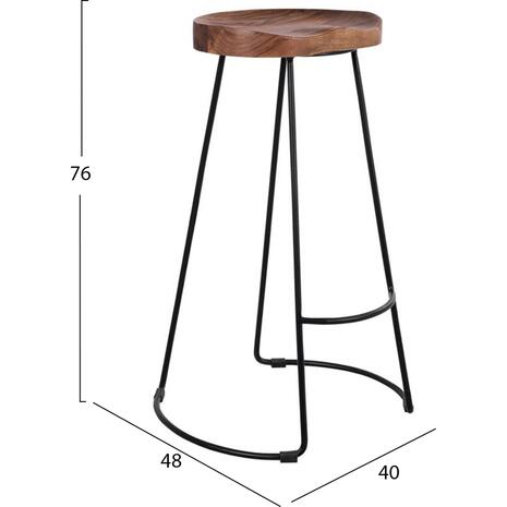 ΣΚΑΜΠΟ BAR ELEANOR HM8363.11 ΜΑΣΙΦ ΞΥΛΟ ΑΚΑΚΙΑΣ-ΜΕΤΑΛΛΟ 50x43x78Υεκ.