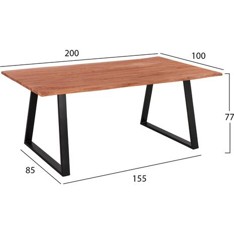 ΤΡΑΠΕΖΙ ΤΡΑΠΕΖΑΡΙΑΣ SOFIA SLIM HM8501.11 ΑΠΟ ΜΑΣΙΦ ΞΥΛΟ ΑΚΑΚΙΑΣ 200x100x77Υ εκ.
