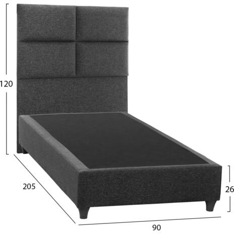 ΚΡΕΒΑΤΙ MILO ΑΠΟ ΓΚΡΙ ΥΦΑΣΜΑ HM652.01 ΓΙΑ ΣΤΡΩΜΑ 90x200 εκ.