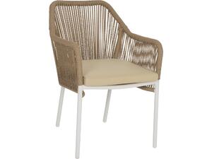 ΠΟΛΥΘΡΟΝΑ ΑΛΟΥΜΙΝΙΟΥ LOKKI HM5855.01 ΛΕΥΚΟ ΜΕ ΣΧΟΙΝΙ WICKER PE ΜΠΕΖ 56x66x82Υ εκ.