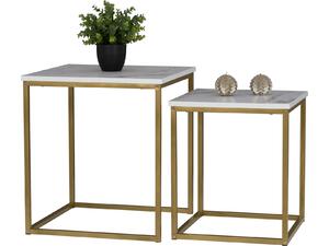 ΖΙΓΚΟΝ GRELAY 2 ΤΕΜ MDF ΟΨΗ ΜΑΡΜΑΡΟΥ & ΜΕΤΑΛΛΟ HM8762.11 45Χ45Χ50εκ. & 37Χ37Χ43 εκ.