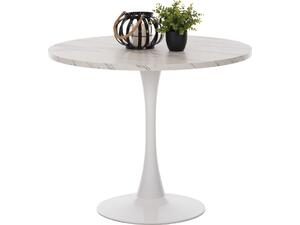ΤΡΑΠΕΖΙ ΤΡΑΠΕΖΑΡΙΑΣ ROLLO HM9421.01 ΣΤΡΟΓΓΥΛΟ WHITE MARBLE Φ90x74Y εκ.