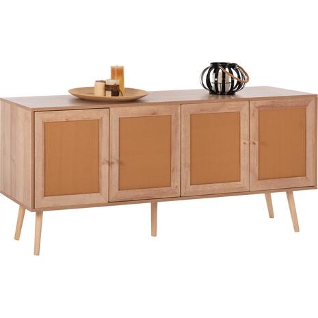 ΜΠΟΥΦΕΣ COLM HM9440.11 ΜΕΛΑΜΙΝΗΣ & ΣΥΝΘΕΤΙΚΟ RATTAN ΣΤΙΣ 4 ΠΟΡΤΕΣ 160x39,5x71Yεκ.
