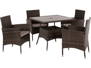 ΣΕΤ ΤΡΑΠΕΖΑΡΙΑΣ ΕΞΩΤ.ΧΩΡΟΥ 5ΤΜΧ HM5965 ΚΑΦΕ RATTAN-ΜΕΤΑΛΛΙΚΟΣ ΣΚΕΛΕΤΟΣ-ΓΥΑΛΙΝΗ ΕΠΙΦΑΝΕΙΑ