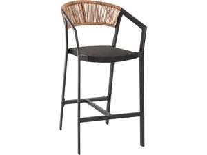 ΣΚΑΜΠΟ ΑΛΟΥΜΙΝΙΟΥ MIRI ΜΑΥΡΟ ΜΕ ΜΠΡΑΤΣΑ-RATTAN ΜΠΕΖ & TEXTLINE HM5892.05 56x58x105Y εκ. (Μπεζ)