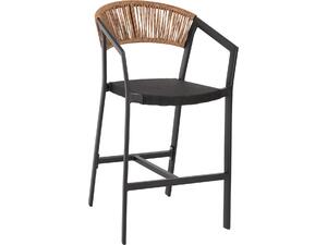 ΣΚΑΜΠΟ ΑΛΟΥΜΙΝΙΟΥ MIRI HM5892.15 ΜΕΣΑΙΟΥ ΥΨΟΥΣ RATTAN & TEXTLINE ΜΑΥΡΟ ΜΠΕΖ 55x56,5x99Υ