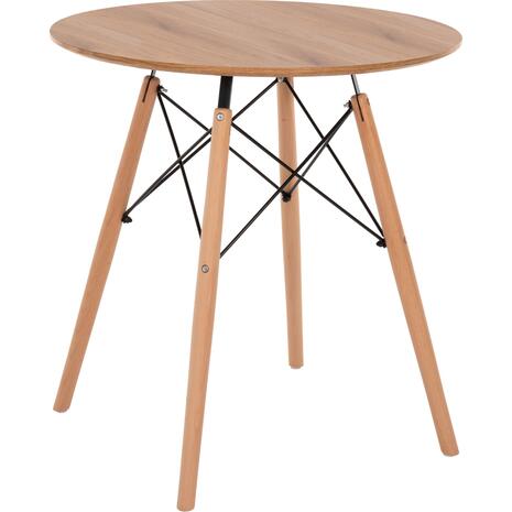 ΤΡΑΠΕΖΙ MINIMAL ΣΤΡΟΓΓΥΛΟ HM0059.04 MDF ΣΕ ΦΥΣΙΚΟ-ΠΟΔΙΑ ΟΞΙΑΣ ΦΥΣΙΚΟ Φ80Χ72Υεκ.