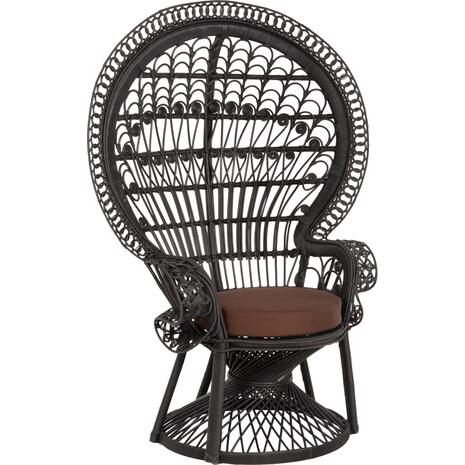 ΠΟΛΥΘΡΟΝΑ ROYAL PEACOCK HM9342.03 RATTAN ΜΑΥΡΟ-ΜΑΞΙΛΑΡΙ ΜΑΥΡΟ 114x72x150Yεκ. (Μαύρο)