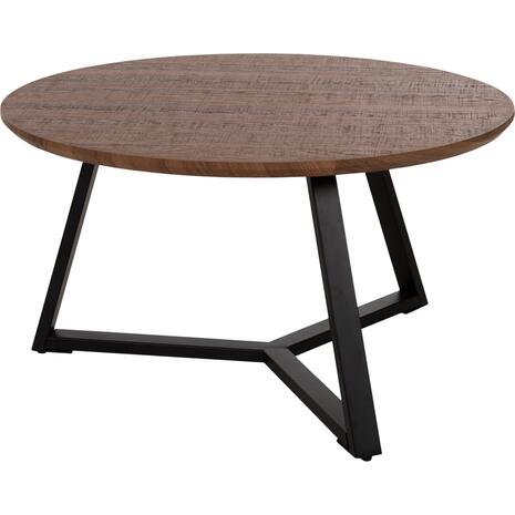 ΤΡΑΠΕΖΙ ΣΑΛΟΝΙΟΥ ΣΤΡΟΓΓΥΛΟ ROCKET HM9586.04 MDF WALNUT-ΜΑΥΡΗ ΣΑΓΡΕ ΒΑΣΗ Φ80x42Υεκ.