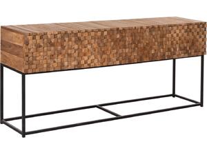 ΚΟΝΣΟΛΑ ΜΕ ΣΥΡΤΑΡΙΑ JORDI HM9801 ΞΥΛΟ TEAK ΦΥΣΙΚΟ-ΜΑΥΡΗ ΜΕΤΑΛΛΙΚΗ ΒΑΣΗ 180x43x79Υεκ.