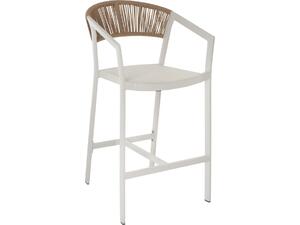 ΣΚΑΜΠΟ ΑΛΟΥΜΙΝΙΟΥ MIRI ΛΕΥΚΟ ΜΕ ΜΠΡΑΤΣΑ RATTAN & TEXTLINE 56x58x105Yεκ. HM5892.22