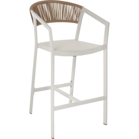 ΣΚΑΜΠΟ ΑΛΟΥΜΙΝΙΟΥ MIRI ΛΕΥΚΟ ΜΕ ΜΠΡΑΤΣΑ RATTAN & TEXTLINE 56x58x105Yεκ. HM5892.22