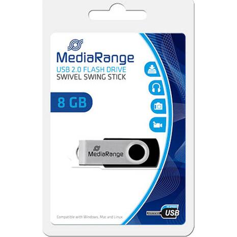 Mediarange flash drive 8GB USB 2.0 Μαύρο / Ασημί