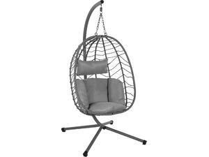 ΚΡΕΜΑΣΤΗ ΠΟΛΥΘΡΟΝΑ ΦΩΛΙΑ MILLIE HM5997.10 ΜΕΤΑΛΛΟ-ΣΥΝΘ.RATTAN ΓΚΡΙ 90x75x190Υεκ.