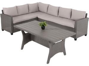 ΣΕΤ ΣΑΛΟΝΙ ΓΩΝΙΑ & ΤΡΑΠΕΖΙ CARSON HM6078.01 ΓΚΡΙ ΣΥΝΘ.RATTAN-ΜΑΞΙΛΑΡΙΑ