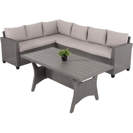 ΣΕΤ ΣΑΛΟΝΙ ΓΩΝΙΑ & ΤΡΑΠΕΖΙ CARSON HM6078.01 ΓΚΡΙ ΣΥΝΘ.RATTAN-ΜΑΞΙΛΑΡΙΑ