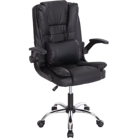 ΚΑΡΕΚΛΑ ΓΡΑΦΕΙΟΥ CANAN HM1201 ΜΑΥΡO PVC-ΒΑΣΗ ΧΡΩΜΙΟΥ 66x61x105Υεκ. (Black)