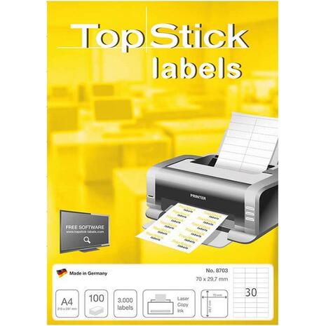 Ετικέτες αυτοκόλλητες TOPSTICK No8703 (70x29.7mm) (Λευκό)