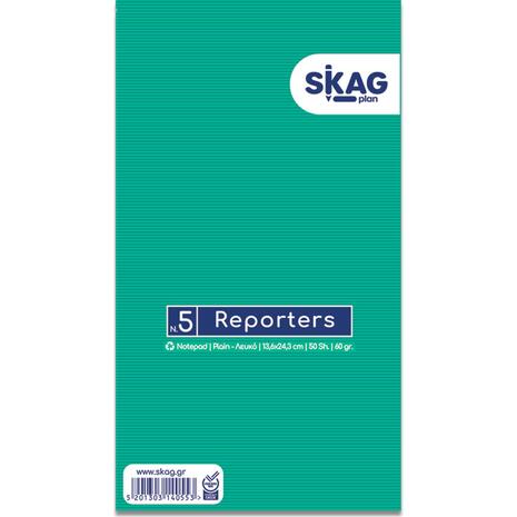 Μπλοκ σημειώσεων Skag Reporters κολλητό "Overlap" No5 Λευκό 50 Φύλλων 136x243mm