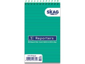 Μπλοκ σημειώσεων Skag Reporters σπιράλ No1 Λευκό 50 Φύλλων 78x127mm (243704)