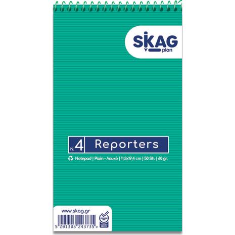 Μπλοκ σημειώσεων Skag Reporters σπιράλ No4 Λευκό 50 φύλλων 113x194mm