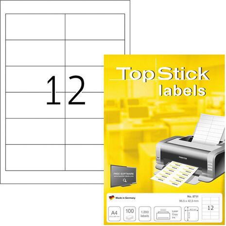 Ετικέτες αυτοκόλλητες TOPSTICK No8711 (96,5x42,3mm) (Λευκό)