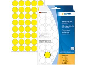 Ετικέτες HERMA αυτοκόλλητες στρογγυλές 19mm No.2251 Κίτρινες (Κίτρινο)