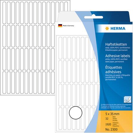 Ετικέτες HERMA αυτοκόλλητες 5x35mm No.2300 (Λευκό)