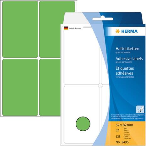 Ετικέτες HERMA αυτοκόλλητες 52x82mm No.2495 Πράσινες (Πράσινο)