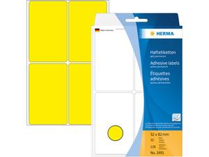 Ετικέτες HERMA αυτοκόλλητες 52x82mm No.2491 Κίτρινες (Κίτρινο)