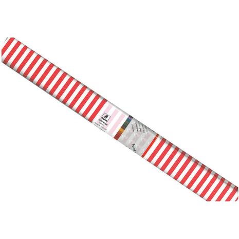 Χαρτί γκοφρέ ριγέ άσπρο - κόκκινο 50 x 250 cm