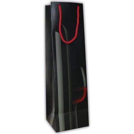 Χάρτινη σακούλα ποτών 40,5x11,5x11,5cm μαύρη (Μαύρο)